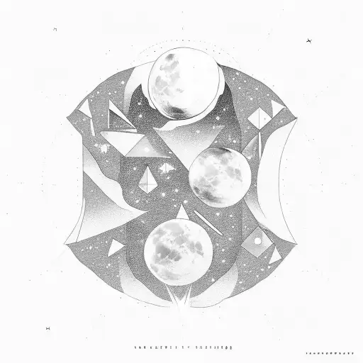 Moon Statue Geometric Stars Universe