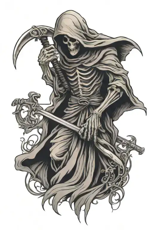 Grim Reaper Holding A Scythe