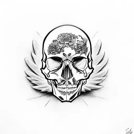 Skull With Raven And Anime