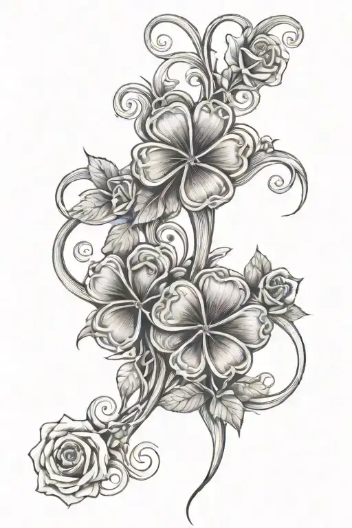 Shamrock Intertwined And Roses Intertwined