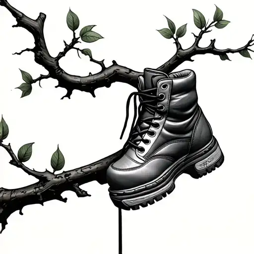 Tree Branch With Shoe Hanging Off