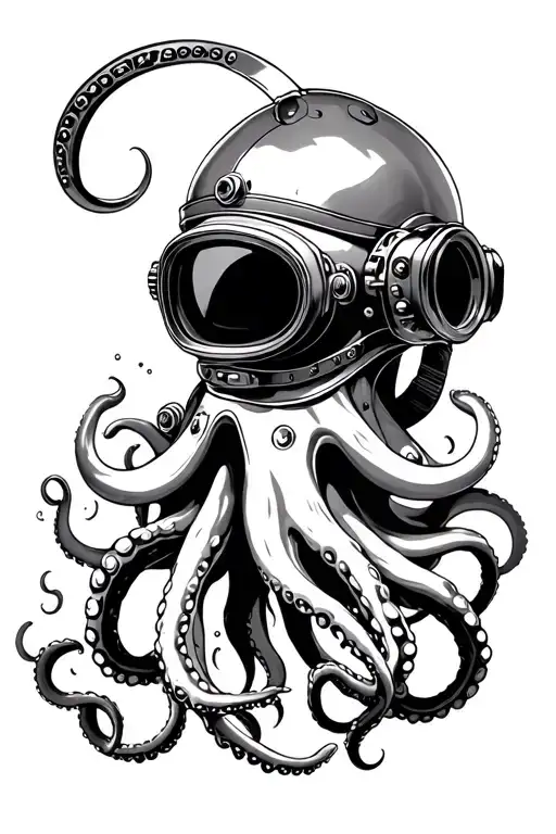 Mark 5 Dive Helmet With Octopus Tentacles Coming Out From The Bottom