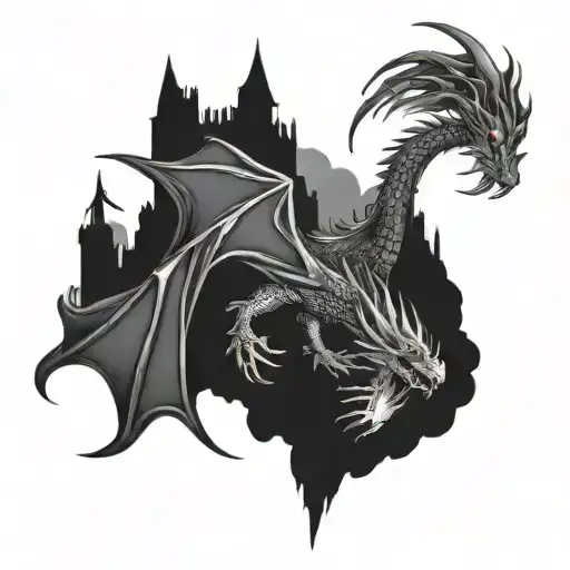 Castle Fire Dragon Flying