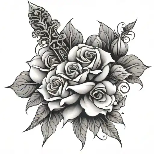 Sword Roses Intertwined