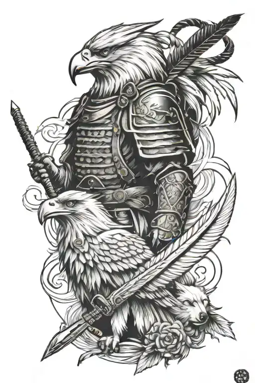 Lone Wolf Eagle Feather Samurai Warrior Tribute To 3 Dogs