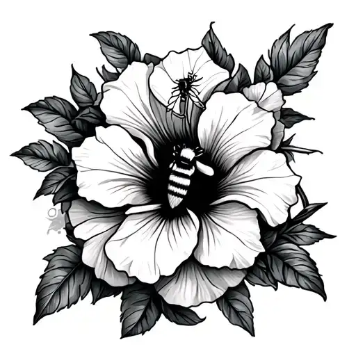 Bee And Roses Mayflowers Hibiscus Hawaii Eye