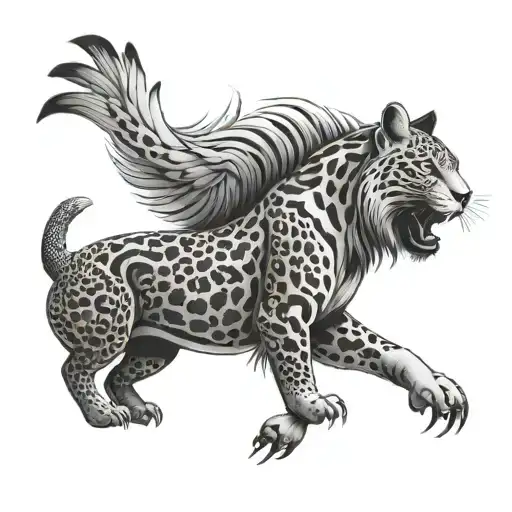 Combination Of Jaguar And Rooster