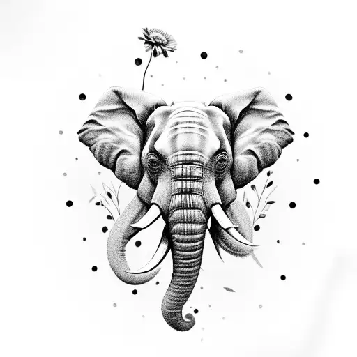 Elephant Head With Flowers