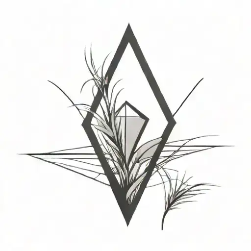 A Diamond Balancing On Top Of A Single Blade Of Grass Using Bold Black Lines In A Bold Black Frame