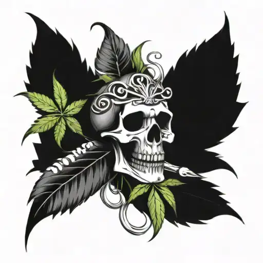 Skull And Weed Leaves