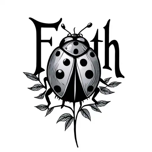 The Word Faith With A Small Ladybug In Color For The Dot I In Faith