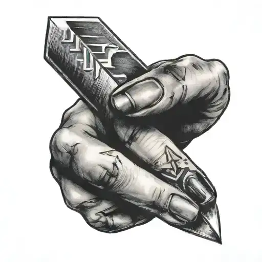 Finger Tattoo With Arrow Pointing Up To Nail Bed