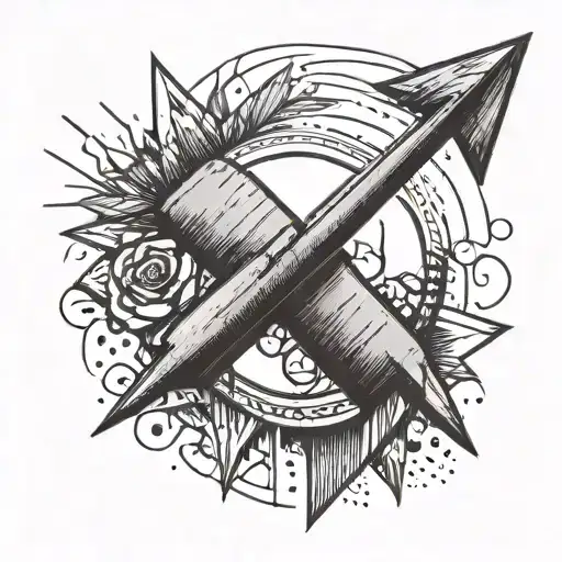 Tattoo With Arrow Pointing Up To Nail Bed