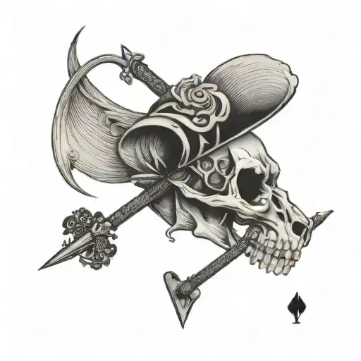 Rat Skull On A King Playing Card Featuring Basic Daggers