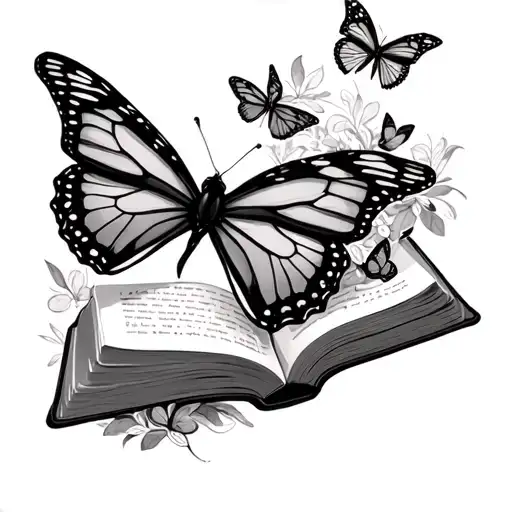 Open Book With Butterflies Fluttering
