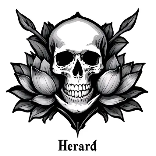 My Last Name Herard With A Lotus And A Skull Incorporated