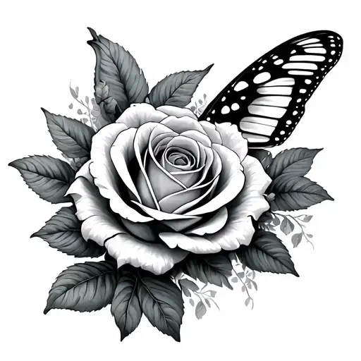 Butterfly And Big Compas Rose