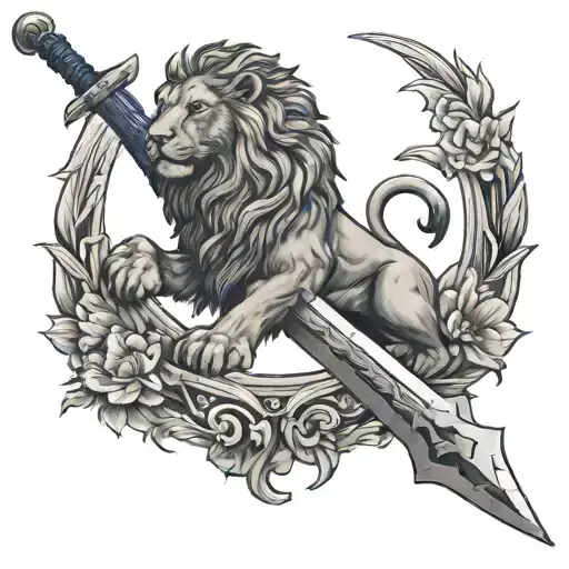 Lion With A Navy Sword