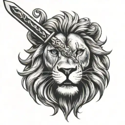 Lion With A Navy Sword