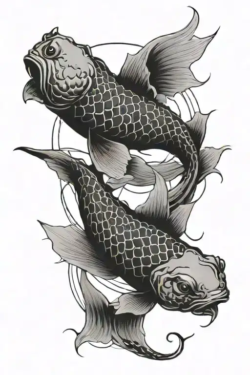 Minimalist Design Featuring Two Koi Fish Swimming In A Circular Motion