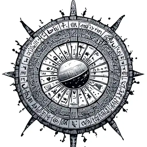 Mayan Calendar With Observatory And Stars Forming