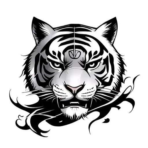 Japanase Tiger Head With Hanya Mask