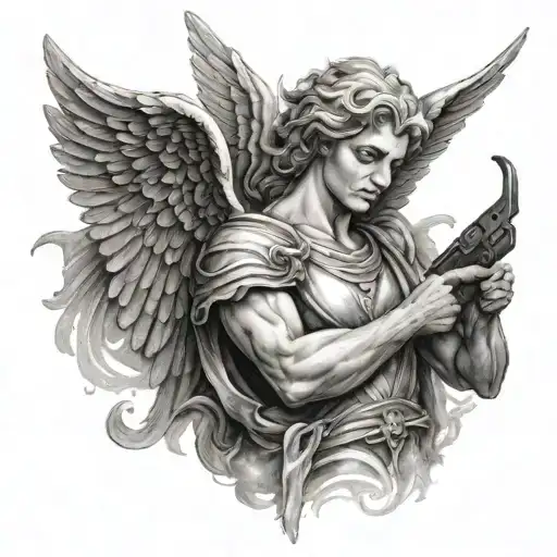 Majestic Angel Holding A Shootgun