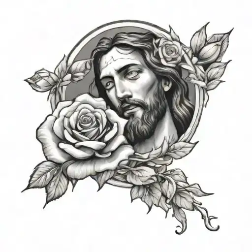 Roses And Jesus With Wording