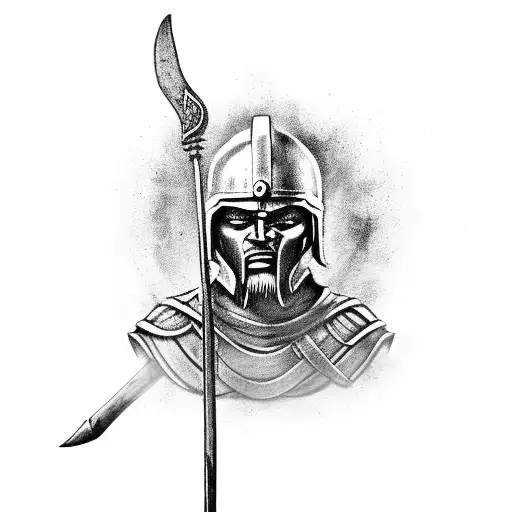 Spartan Warrior Holding Spear