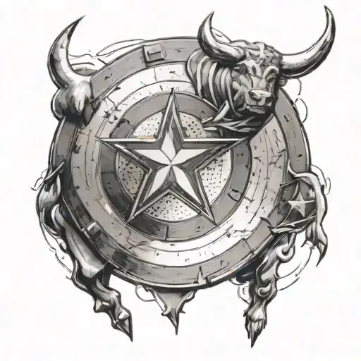 A Fusion Of A Bull's Strength And Captain America's Shield Symbolizing Power And Protection