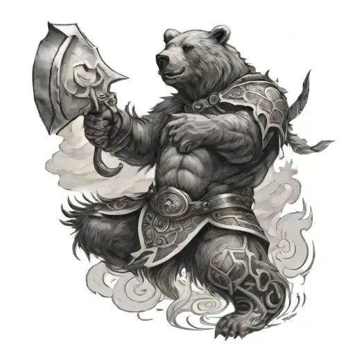 Ancient Warrior Bear In Battle Scene World
