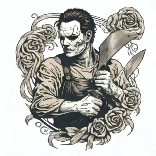Michael Myers With Butchers Knife Intertwined