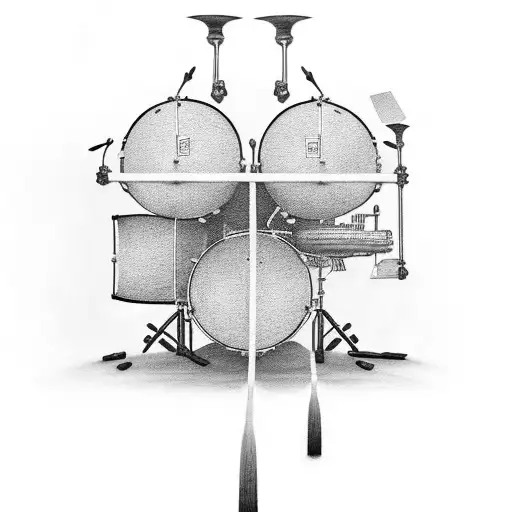 A Realistic Black And Grey Drumset In The Middle Of A Heartbeat