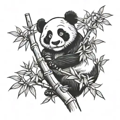 Panda In Bamboo Tree