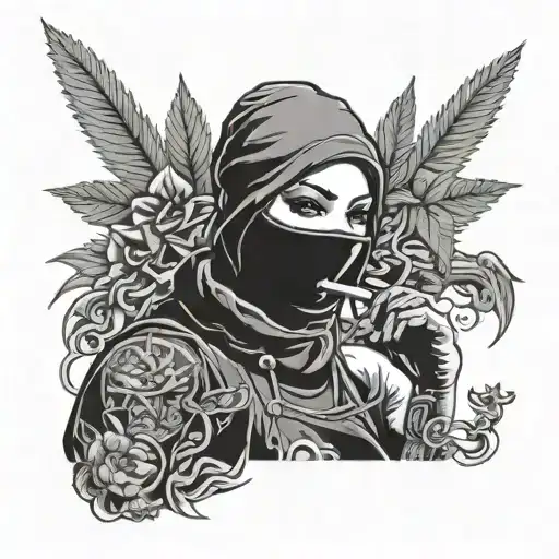 Girl With Balaclava Smoke Weed Money Guns