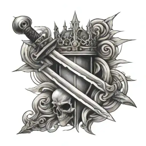 Two Swords Through Crown