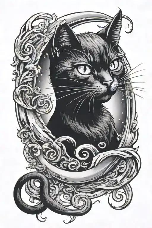 Black Cat In Moon Inside