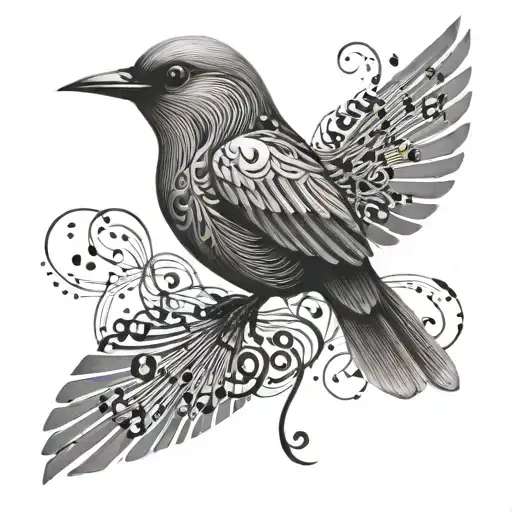 Bird Made Of Music Notes Floating