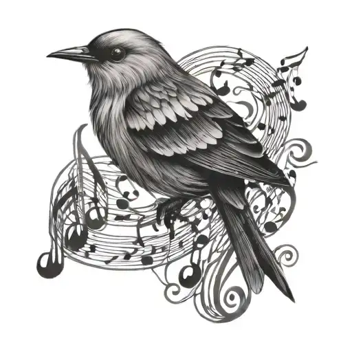 Bird Made Of Music Notes Flowing