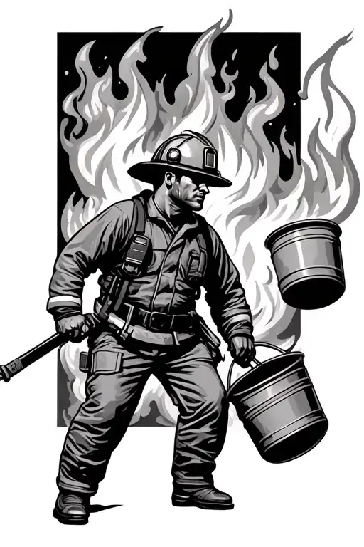 Razaorback Firefighter Battling Flames Carrying Buckets