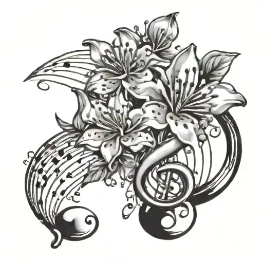 Dainty Cherry Blossom With Music Notes Floating