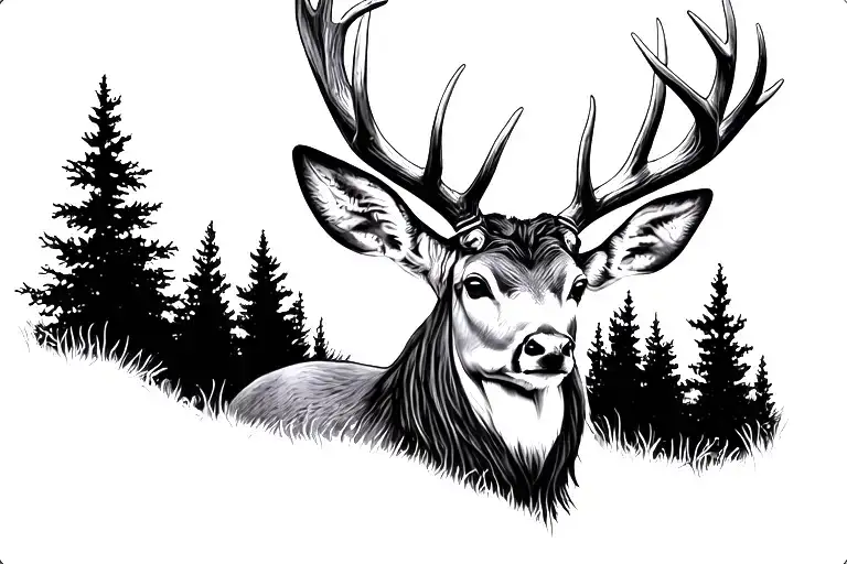 Whitetail Deer With Large Antlers 12 Points The Initi