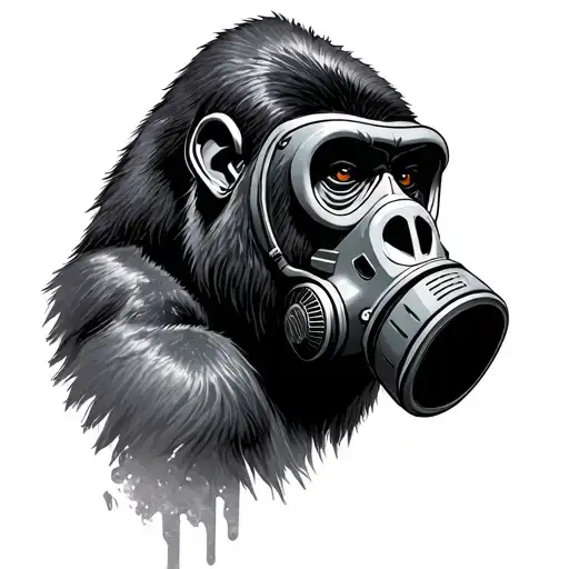 Gorilla Wearing A Gas Mask