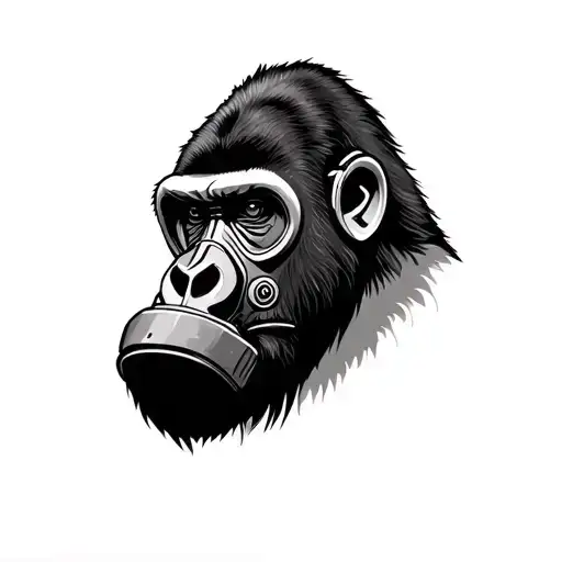 Gorilla Wearing A Gas Mask