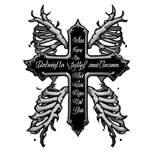 A Cross With Space For 5 Names For A Mans Ribcage