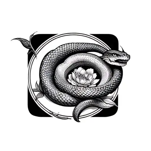 Naja Snake In Round Flower