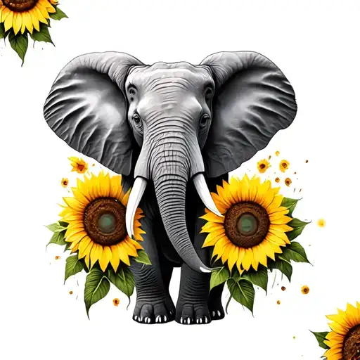 Van Gogh Sunflowers Elephant Minimalist