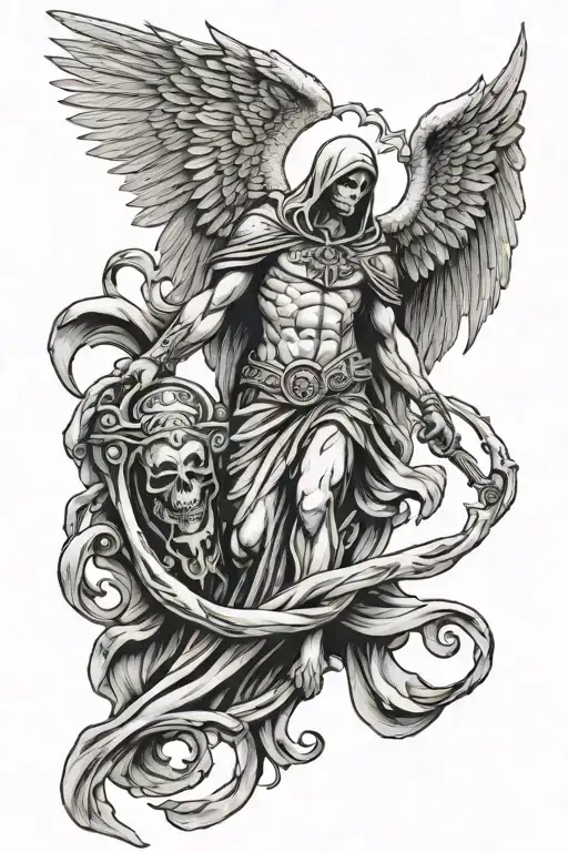Arch Angel Holding A Reaper Death Seal