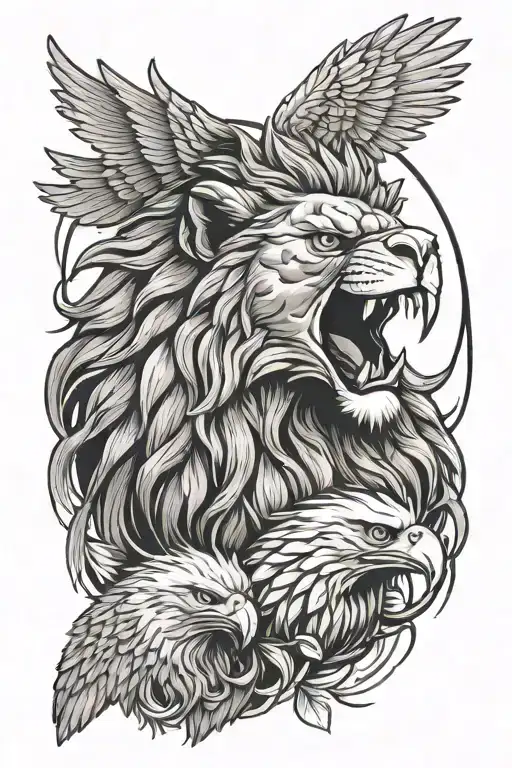 Lion Head And Eagle
