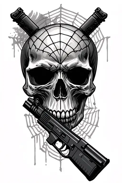 Skull With An Ar 15 And Web Design